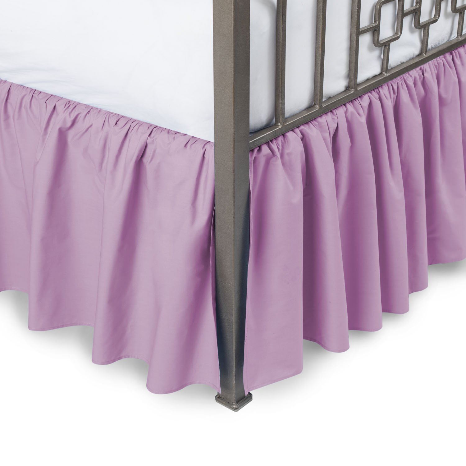 with split corners - cal king, lavender, 18 inch drop bedskirt