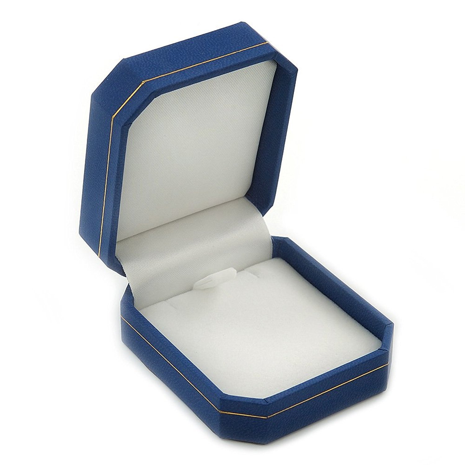 蓝色人造革胸针/吊坠/耳环八角形珠宝盒