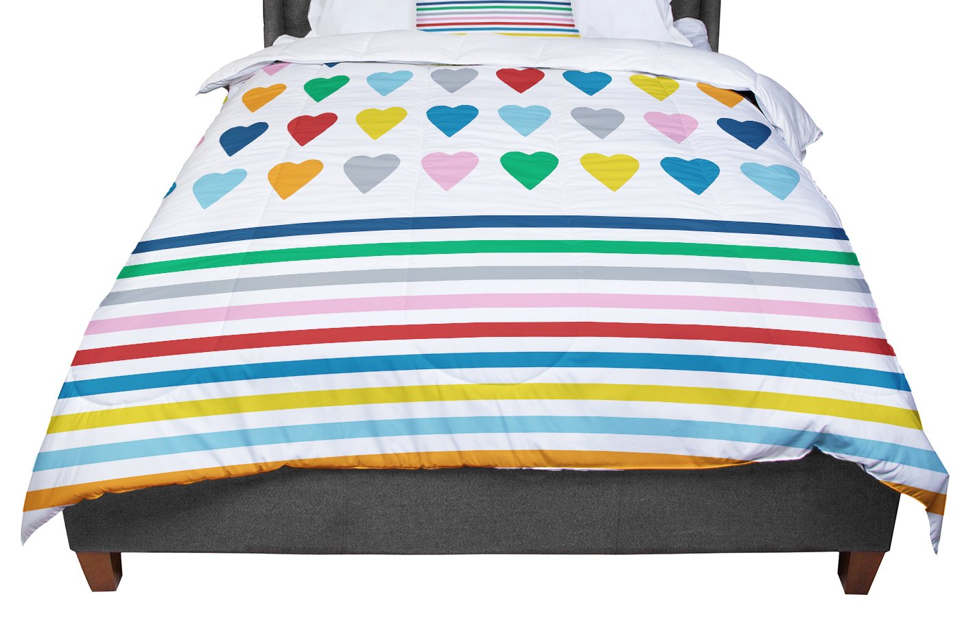 kess inhouse project m 心形条纹彩虹形状单人床被子,172.