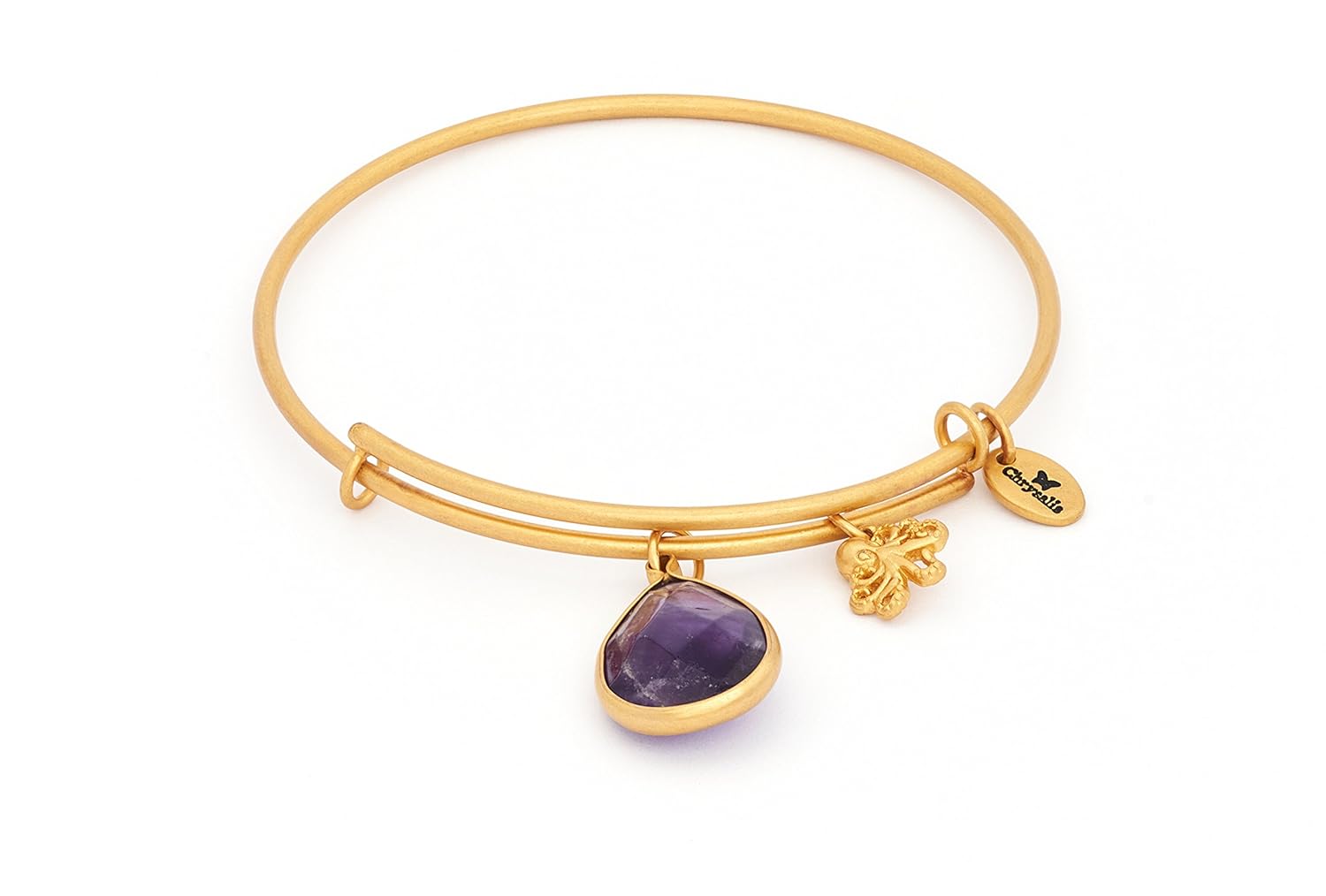 chrysalis lunar feburary amethyst brass plated expandable bangle