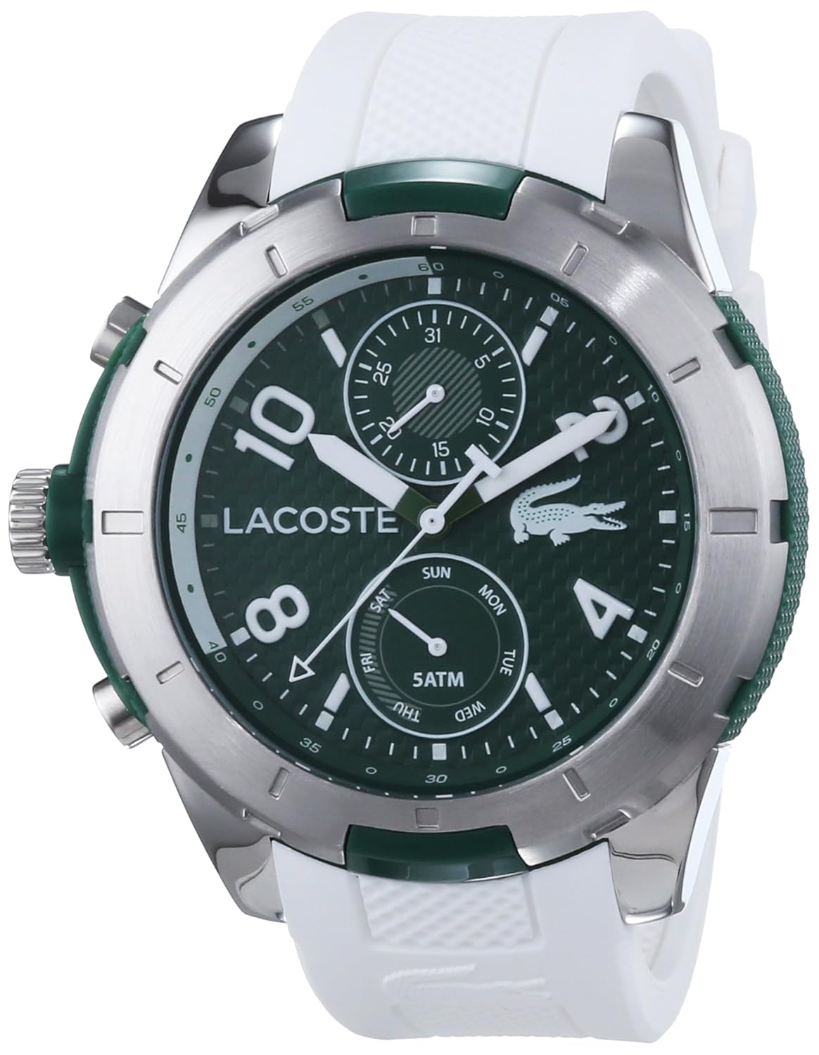 lacoste 男式石英手表,黑色表盘模拟显示器石英硅胶2010758