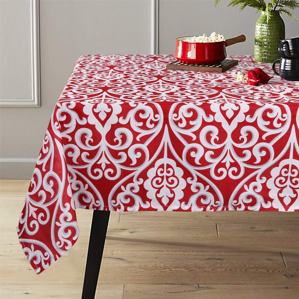 lahome 花缎花卉图案桌布 - 防污涤纶桌布适用于感恩节圣诞节厨房餐厅