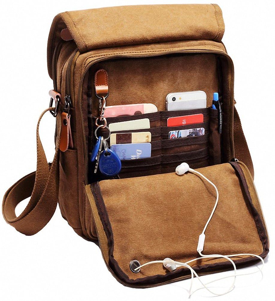 kenox 复古多功能帆布单肩包商务斜挎包 ipad 包工作*包