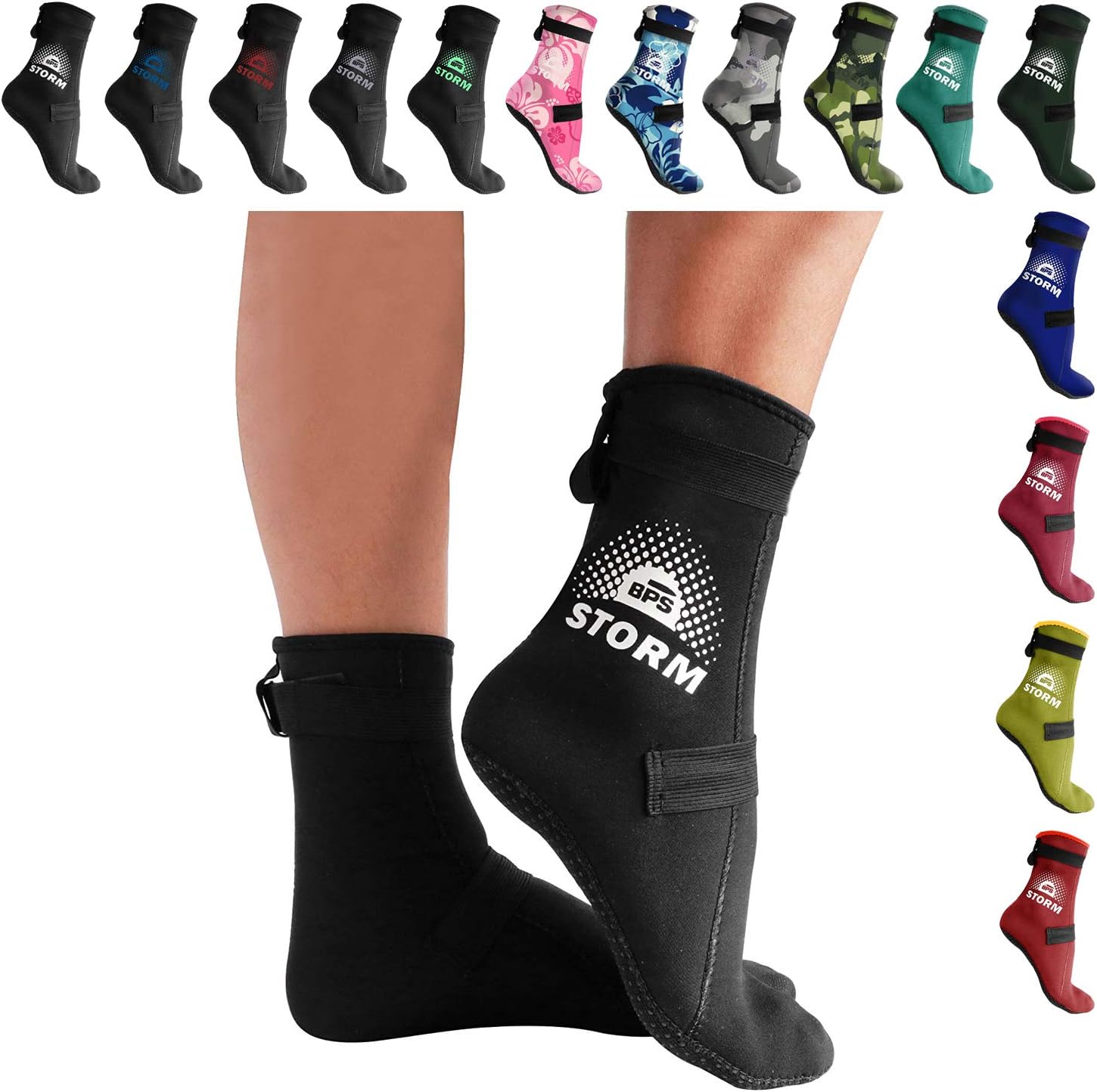 bps "风暴精英运动"水袜(高剪裁 - 更多覆盖,保护和保暖) 3 毫米氯丁