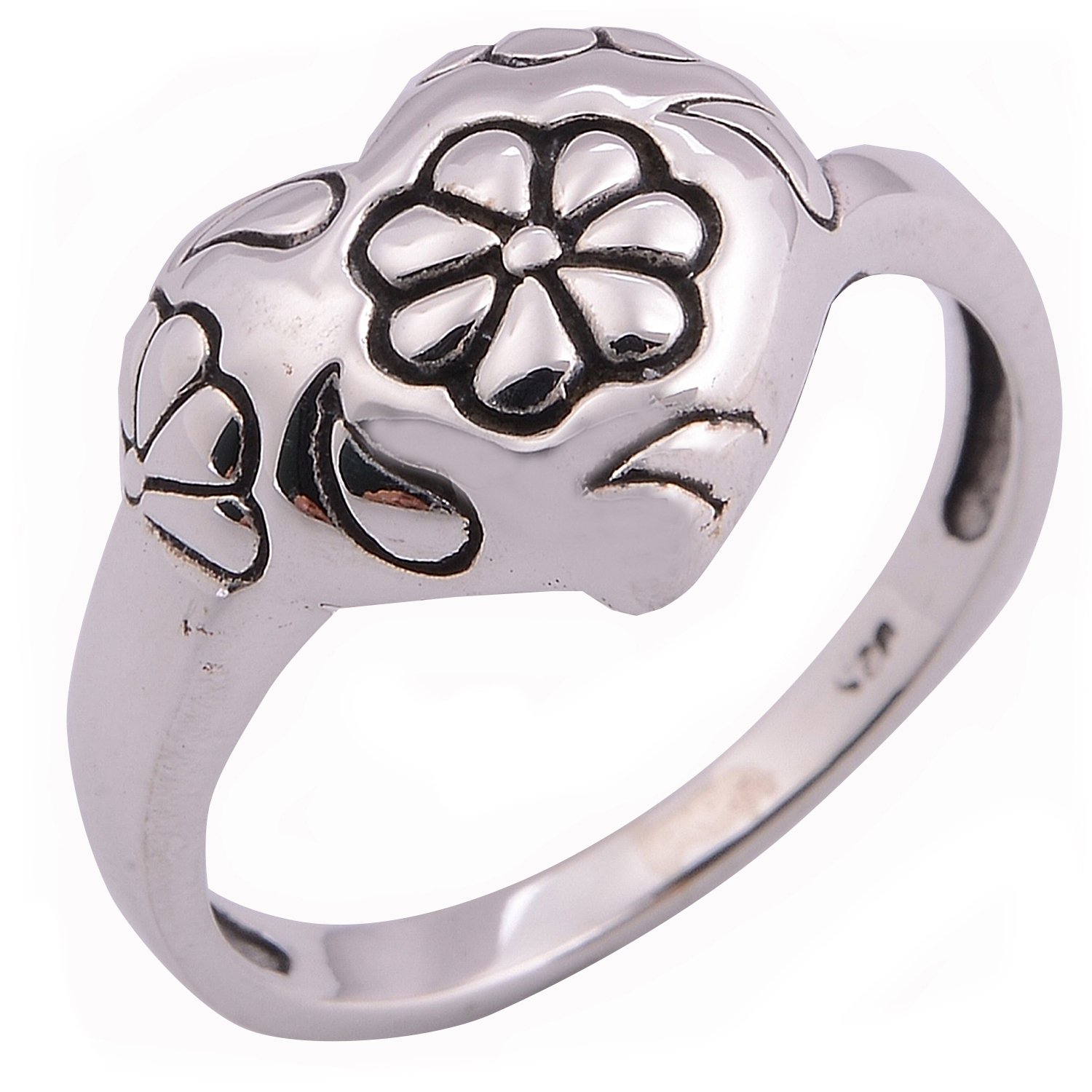 美丽的泰国心形戒指 925 纯银