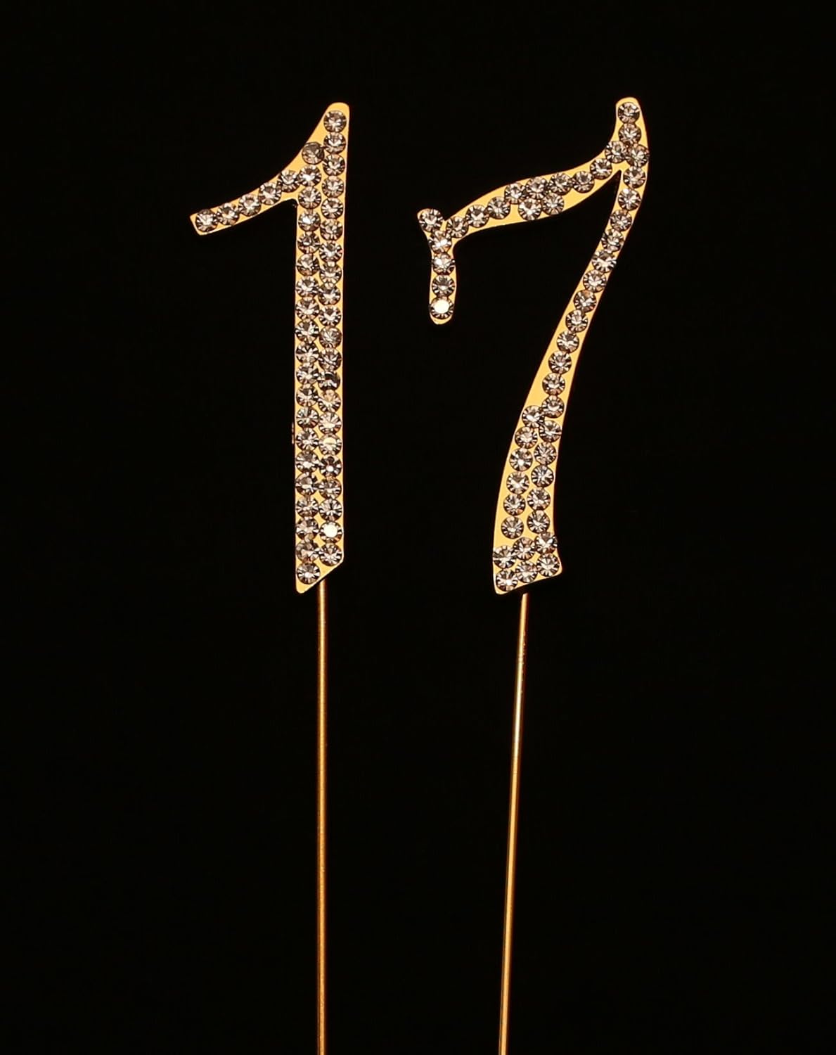 numbrer 17 适用于 17 岁生日或周年纪念蛋糕装饰用品 金色 2.