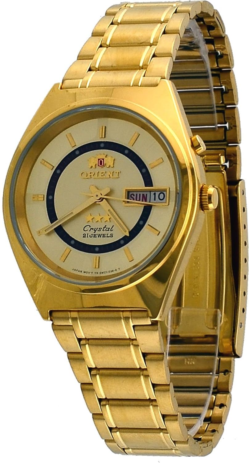 orient # fem0801jc 男式3星球标准金色香槟色表盘自动手表