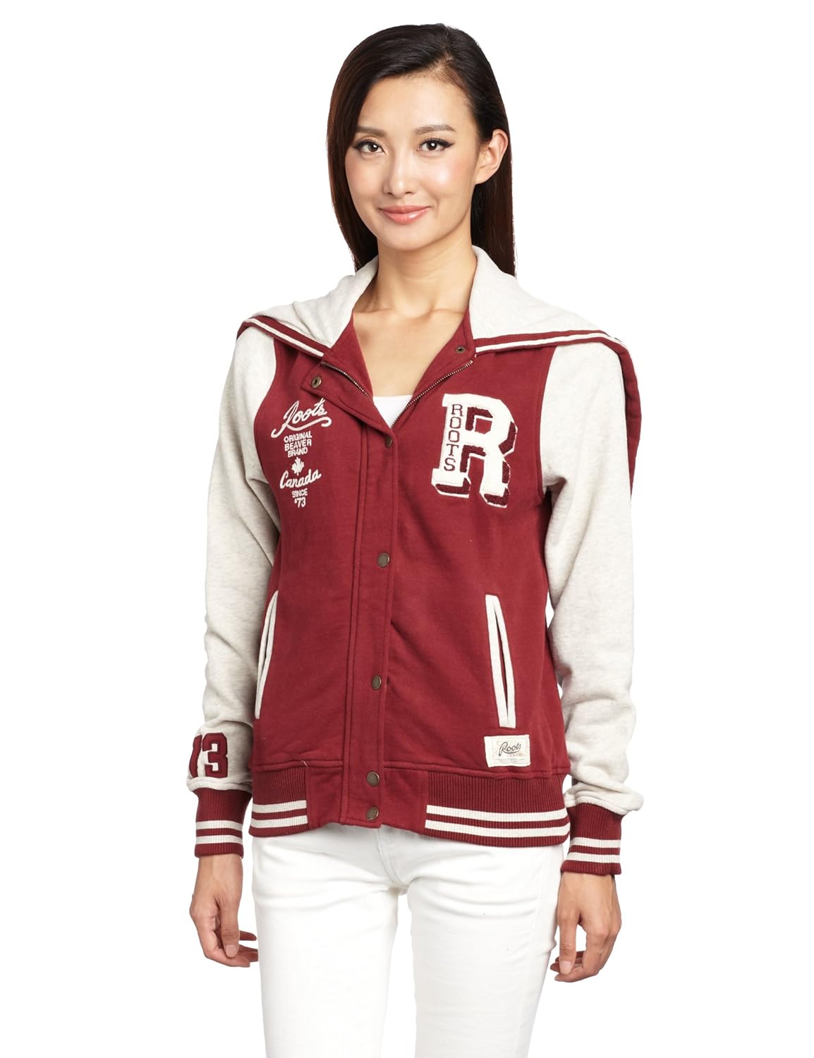 roots 绿适女式 开衫连帽卫衣 4041373 火热红 175/96a