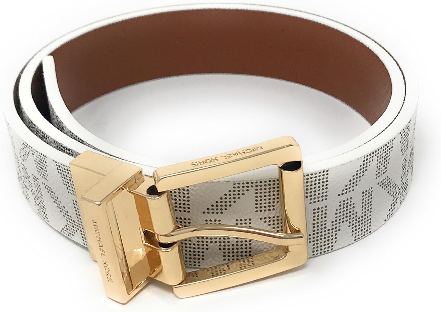 michael kors 迈克高仕 女式 可反穿 mk 标志皮带,香草色