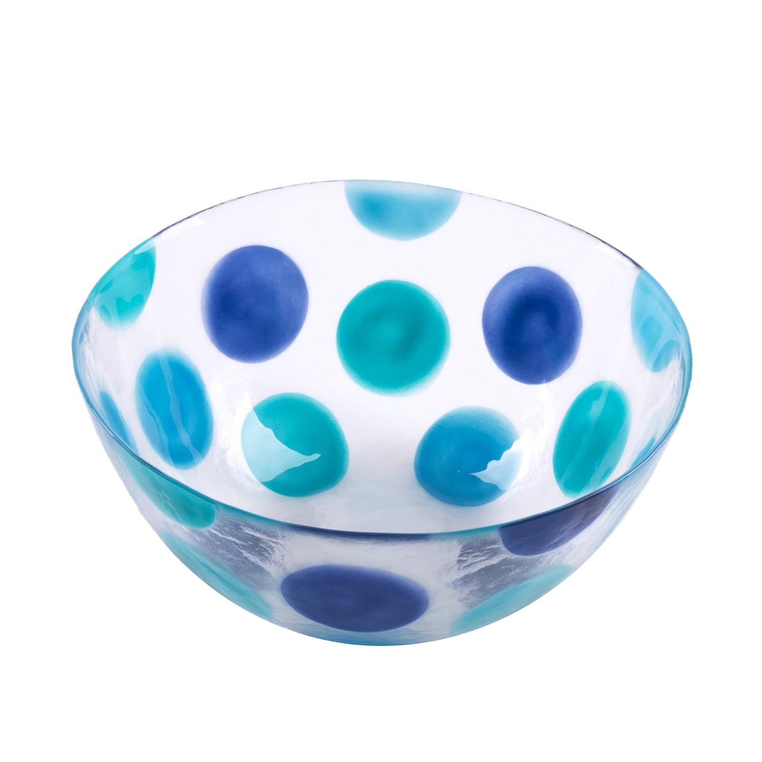 波西米亚cristal 093 012 089 彩色游戏玻璃碗直径约 210 毫米波点蓝