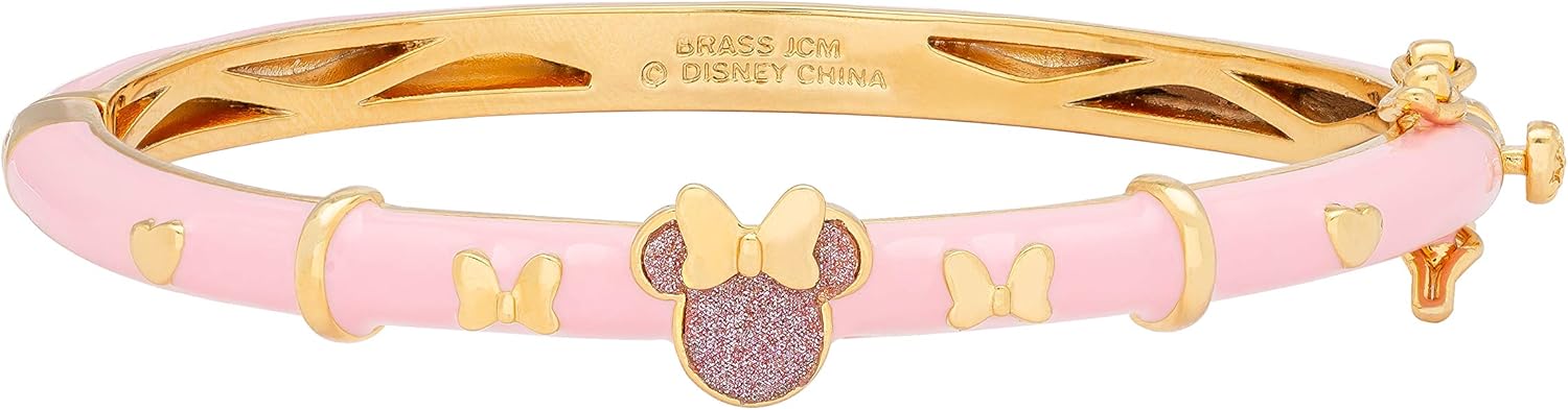 disney 米妮老鼠女士珠宝,镀金粉色搪瓷和闪光手镯 mickey 90 岁生日