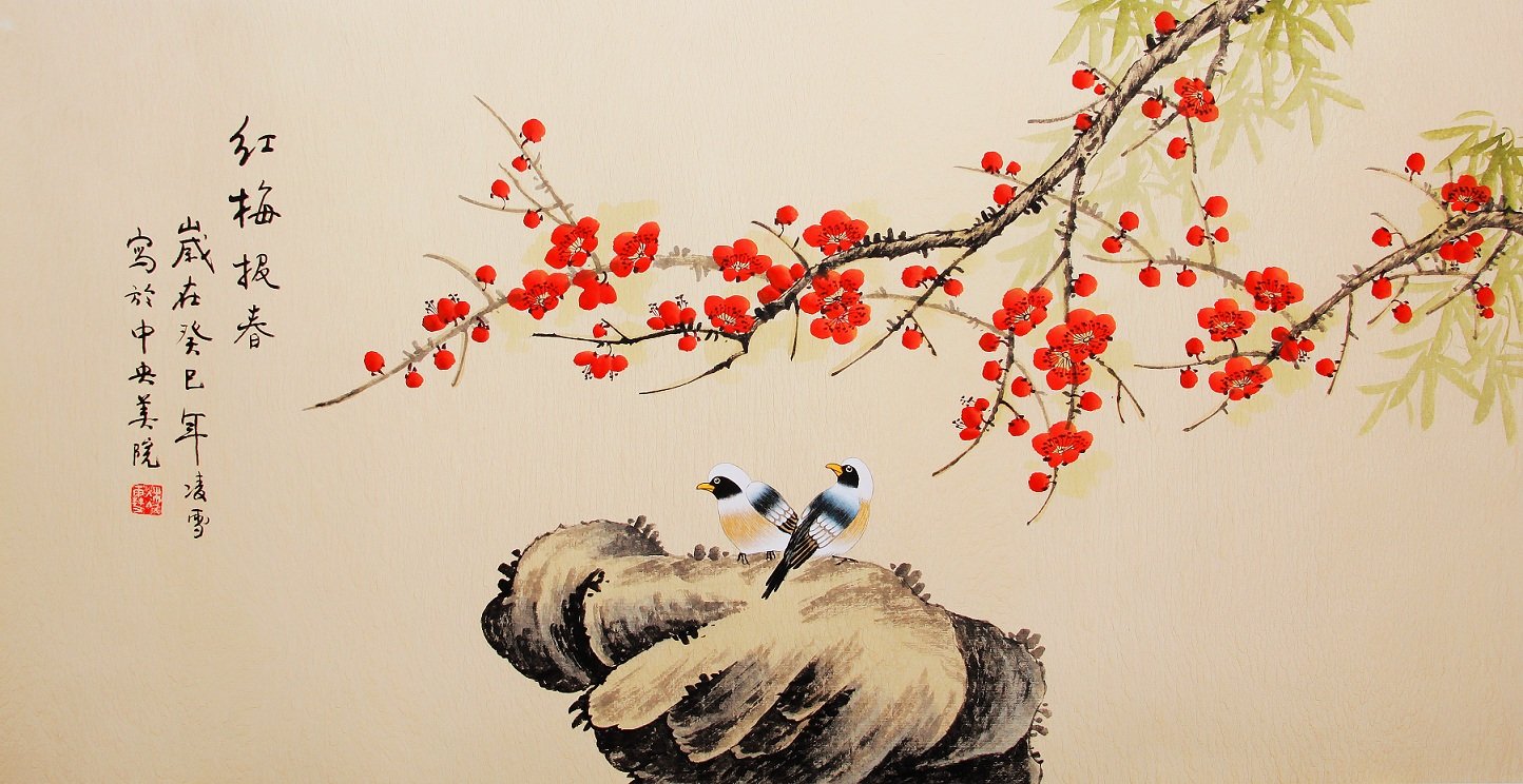 宣澄艺购 凌雪 红梅报春 三尺横幅 国画花鸟画 花鸟画