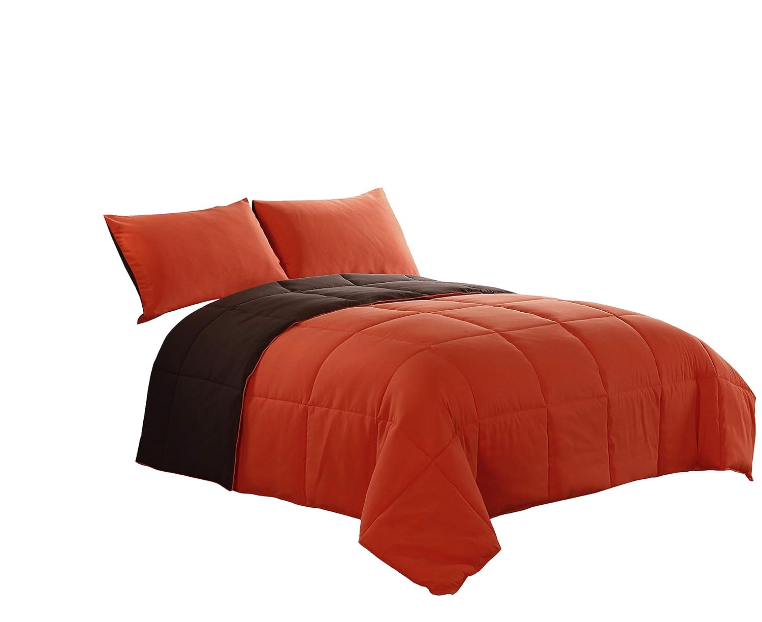 cozy beddings 黑色/灰色双面羽绒替代被套装 橘色/棕色 两个 1159-2t