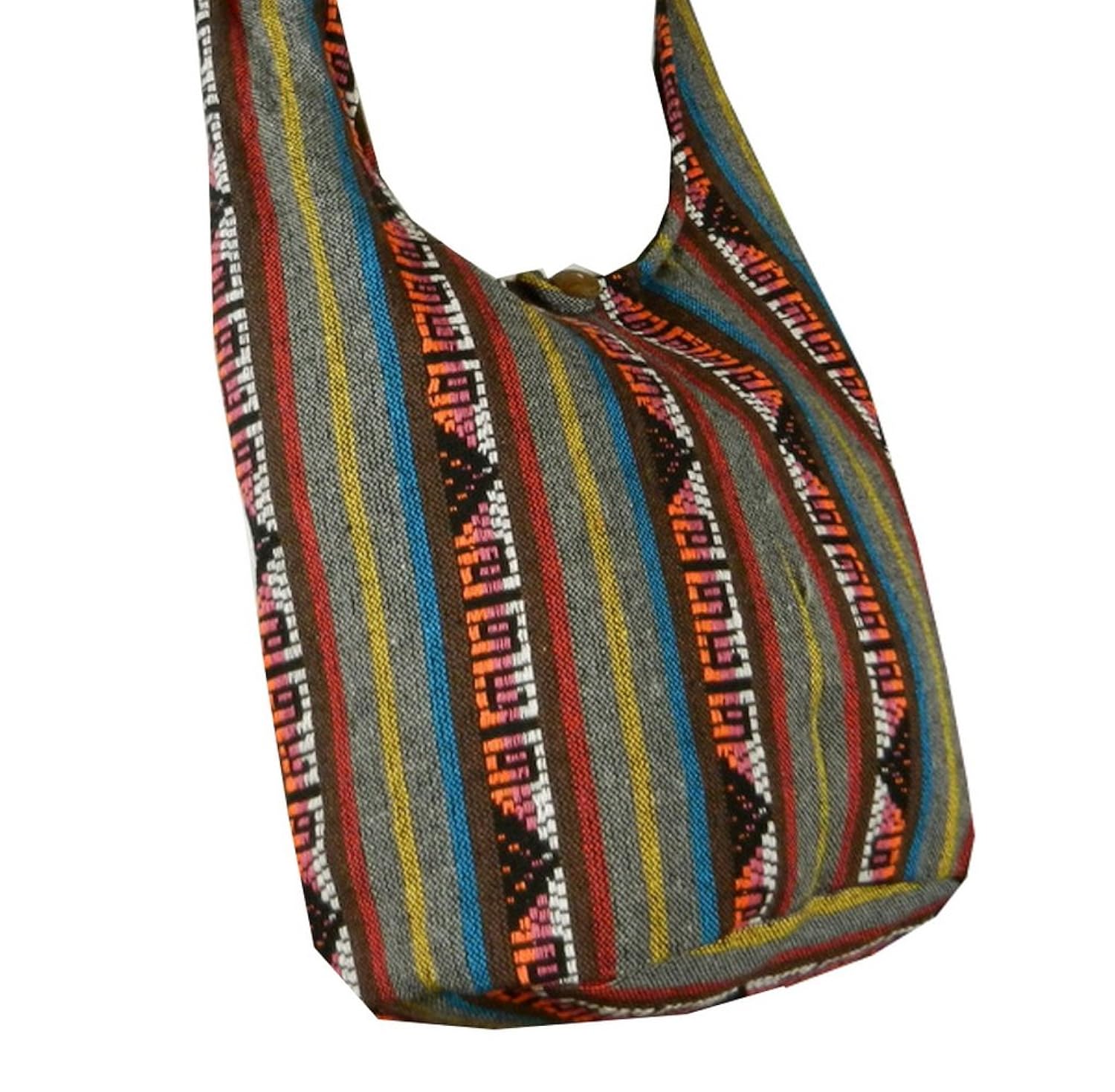 thai 棉质单肩包手提包斜挎包信使嬉皮 hobo 手工编织 ikat a47