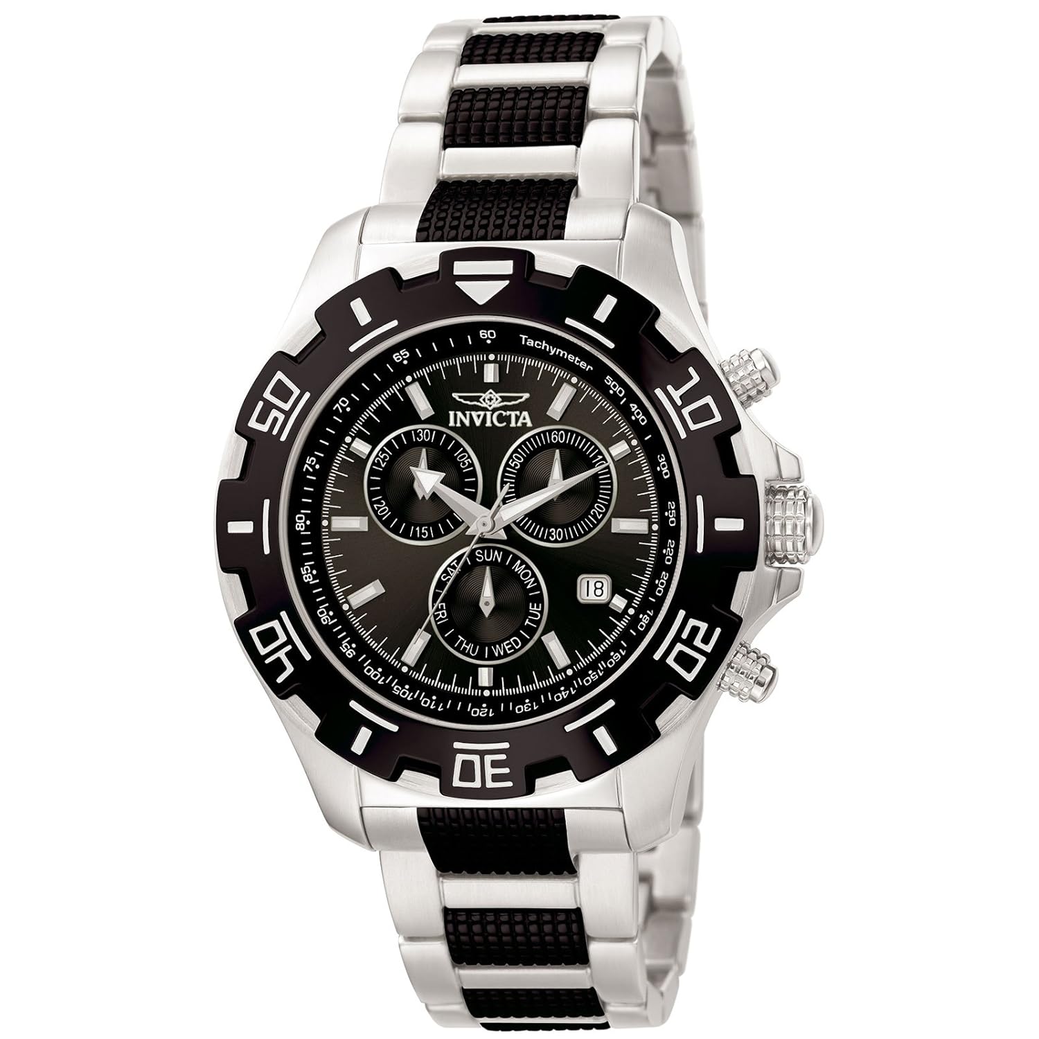 英弗他(invicta)6407男士蟒蛇系列双色不锈钢黑色表盘计时腕表