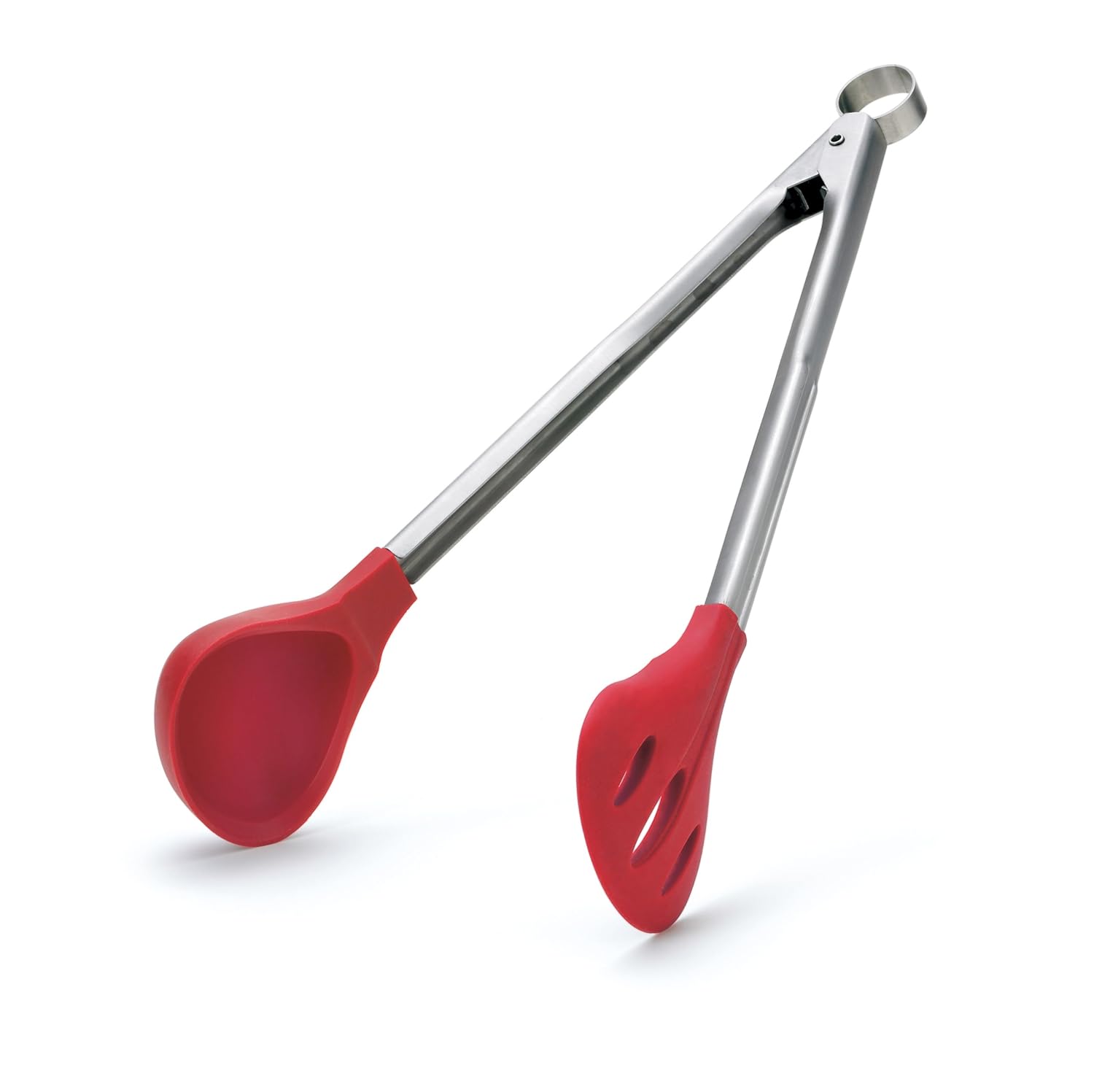 cuisipro 12-inch silicone braising tongs, red