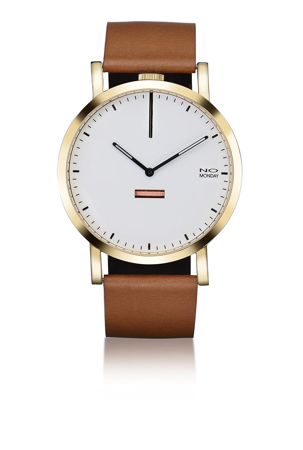 no monday 2 手石英棕色表带不锈钢中性手表 #460g2