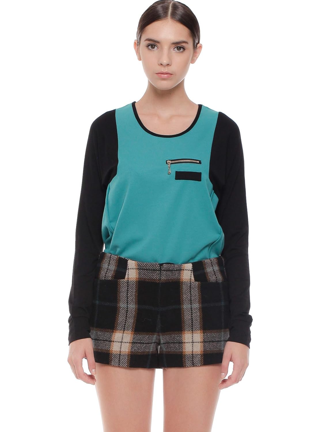 女式 复古撞色拼接立体裁剪针织套头衫 112440a802 【lily】 服饰箱包