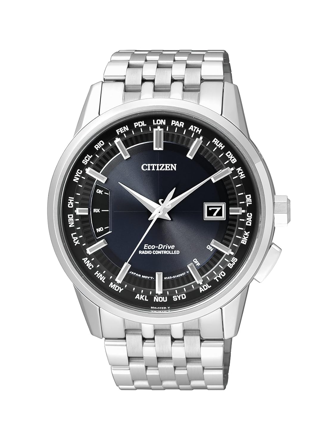 西铁城(citizen)手表 光动能钢带商务休闲男士手表