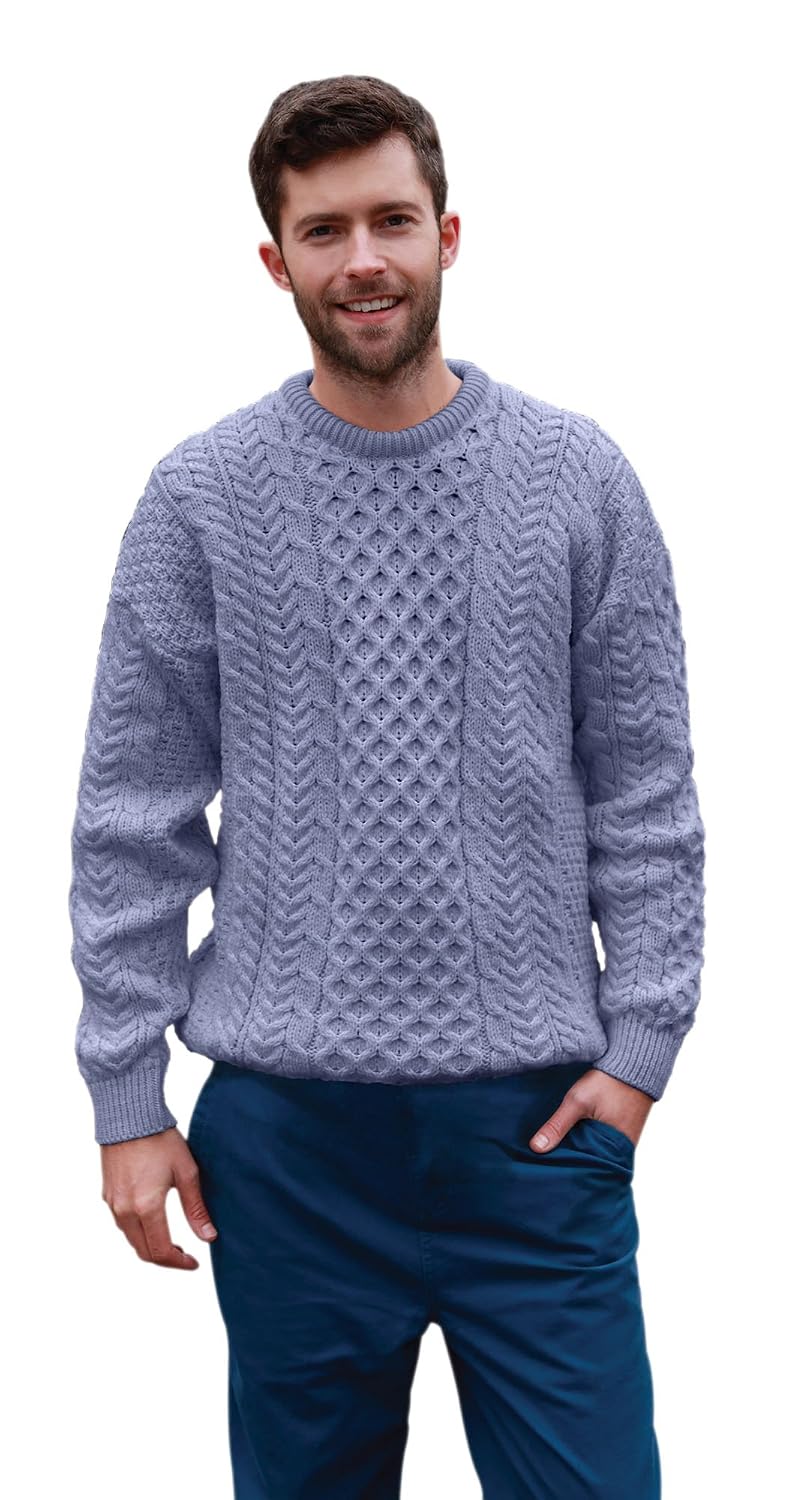 carraig donn 男式爱尔兰传统阿兰羊毛套头毛衣