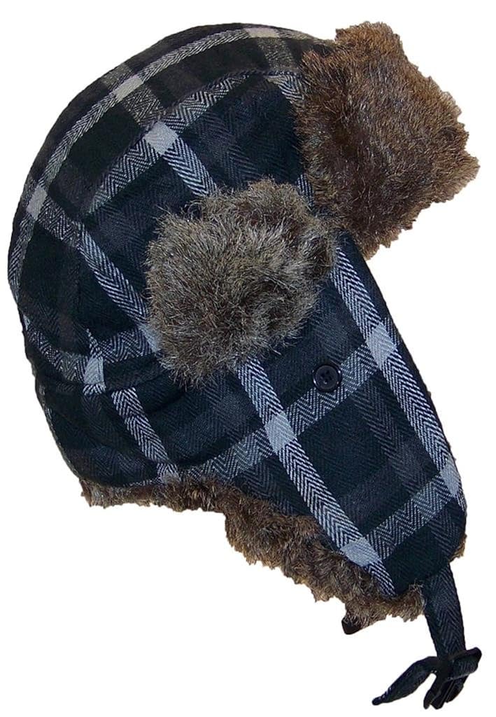 angela & williams 成人格子俄罗斯/trapper 冬季帽子带柔软人造毛皮