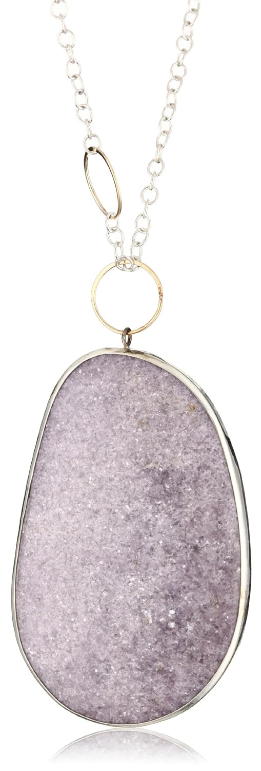 melissa joy manning " 沙 " 混合金属 lepidolite 吊坠项链-珠宝首饰