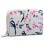 Miss Lulu 女式花朵鸟马手提包油布短款双折钱包手包包