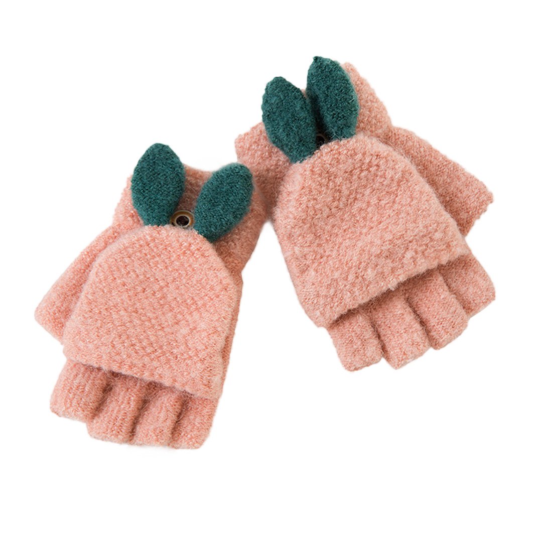 多功能幼儿 孩子 冬季 可爱 毛绒 手套 保暖针织羊毛 弹性手套 套装