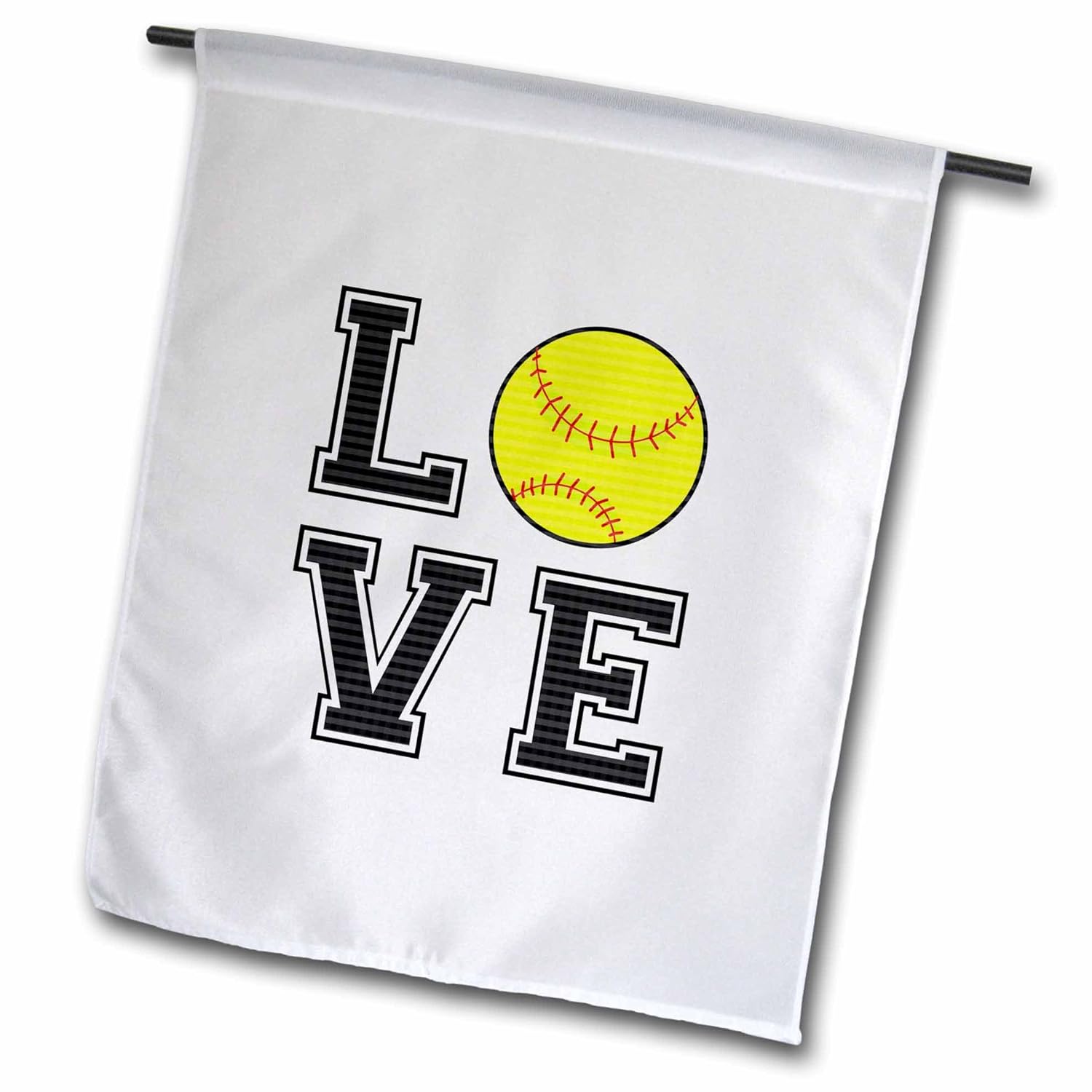 janna salak designs 运动 - 爱心印花垒球 - 旗帜 12 x 18 inch