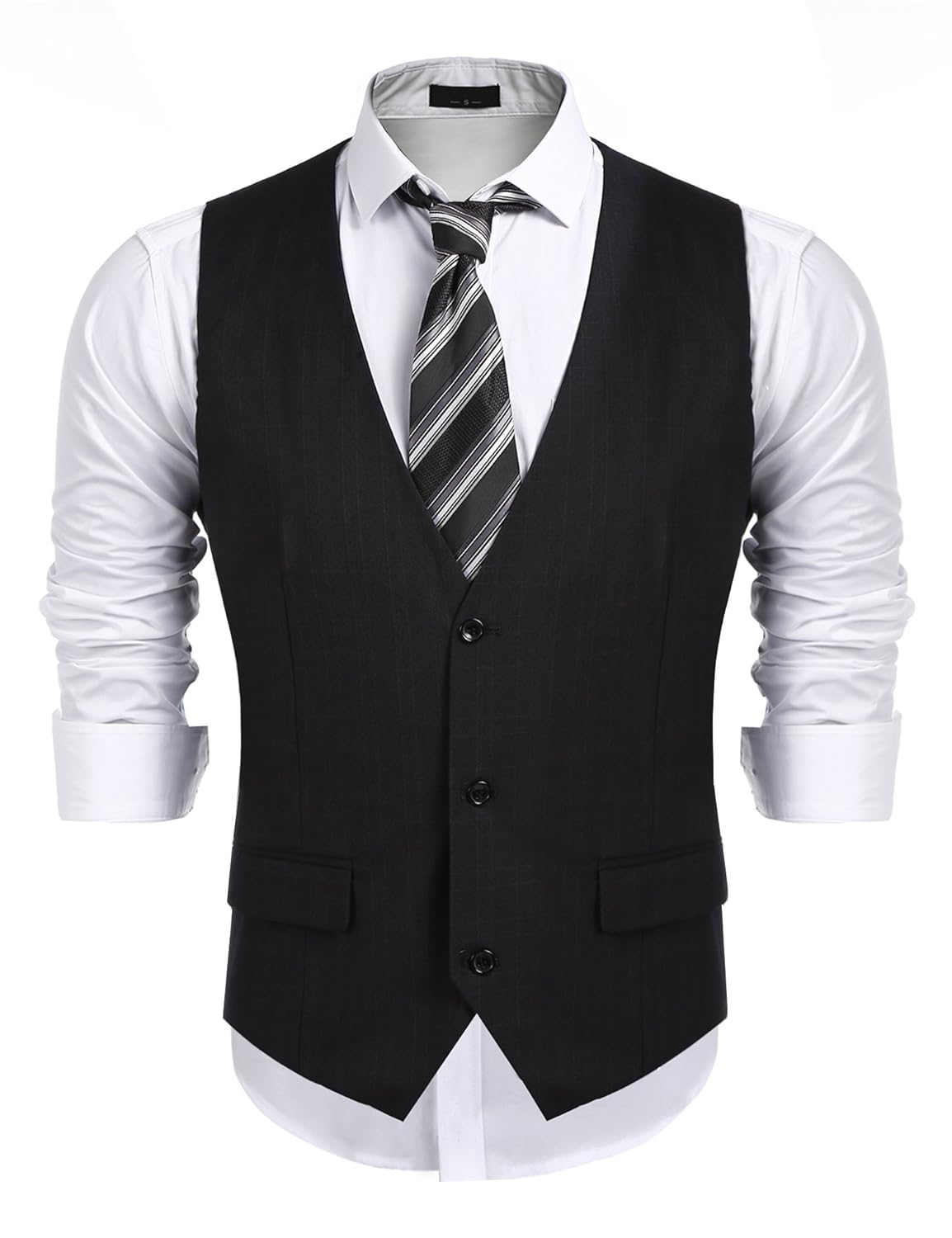 jinidu 男式商务西装背心,修身修身修身婚礼马甲 黑色1 small