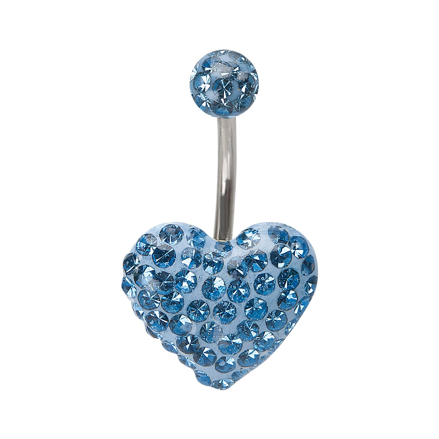 情人节珠宝礼品 - 14 克 7/16 *钢树脂涂层多宝石心形肚脐环