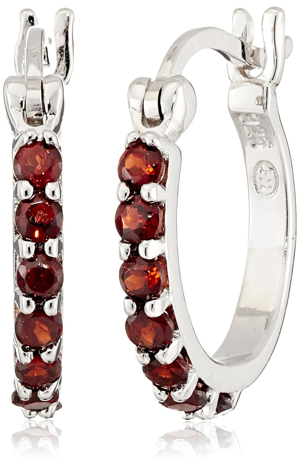sterling silver garnet hoop earrings-珠宝首饰-亚马逊中国