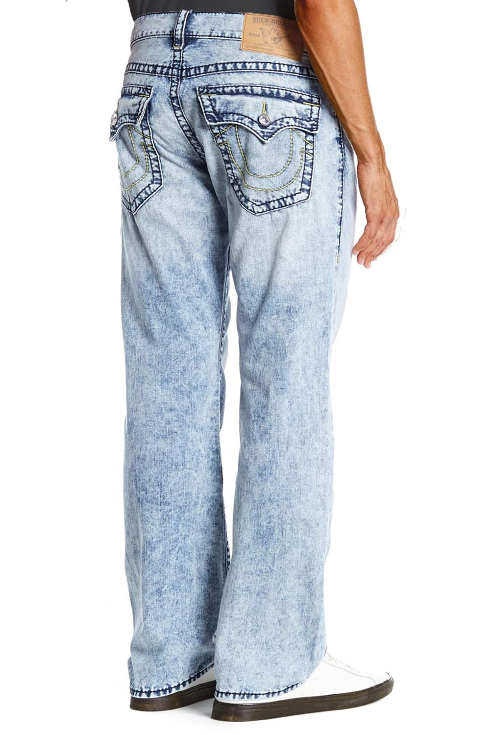 true religion 男式直筒修身 big t 牛仔裤,带翻盖口袋,rocky mist