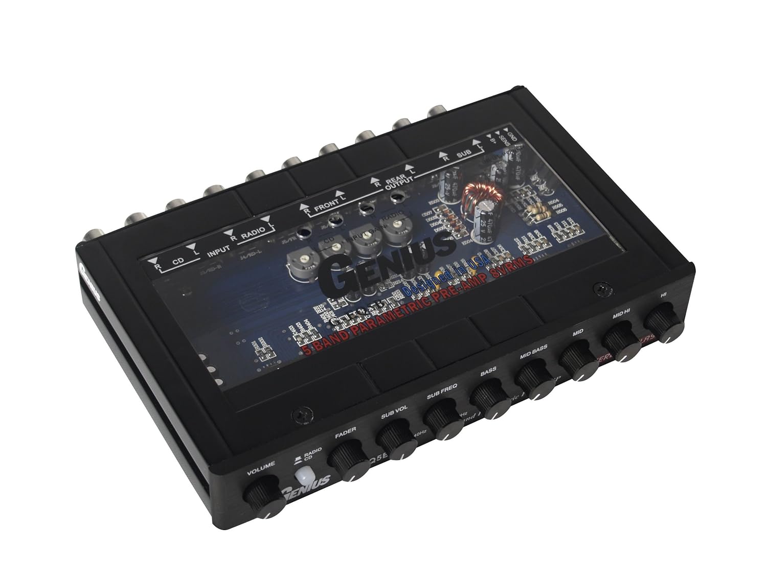 genius g-eq5b g-eq5v 前置放大器 5 频带低音炮输出 40 赫兹至 120