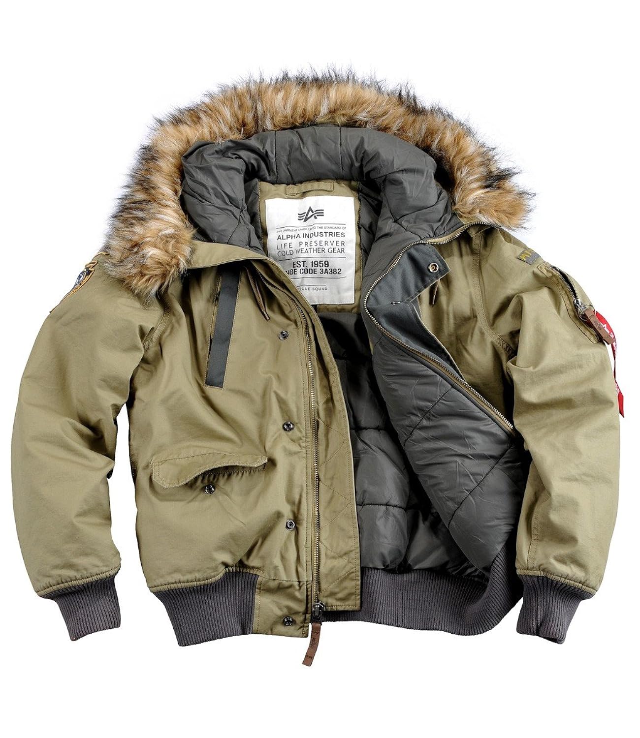alpha industries 男士羽绒夹克外套 mountain jacket beige 4 xl