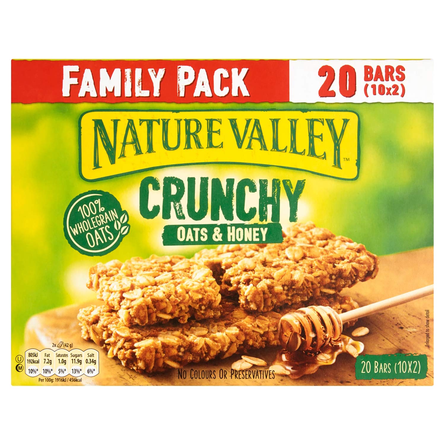 nature valley crunchy oats & honey family pack cereal bars 42g