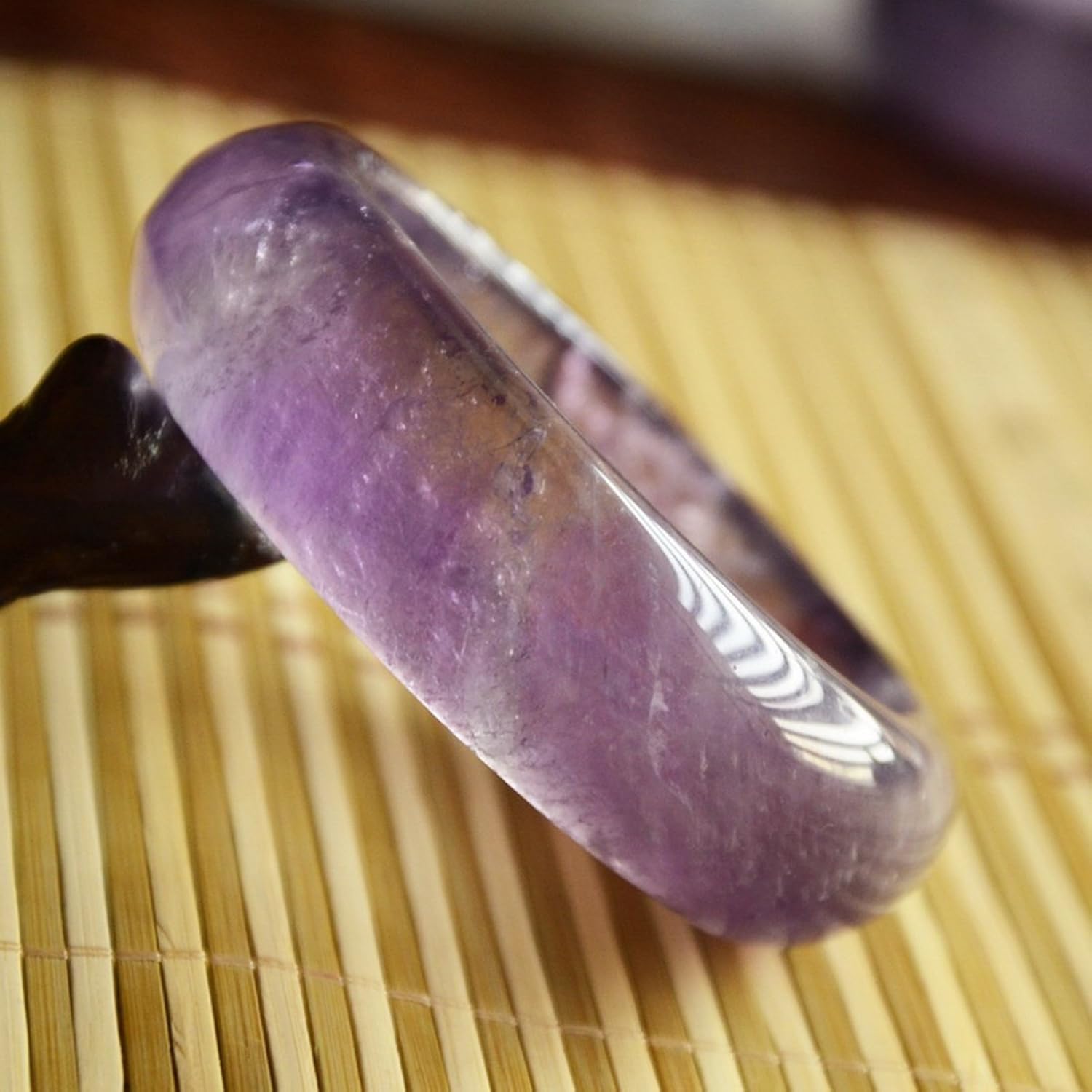 晶缘阁 纯天然一物一图乌拉圭紫水晶手镯 58mm女款天然水晶饰品 bx
