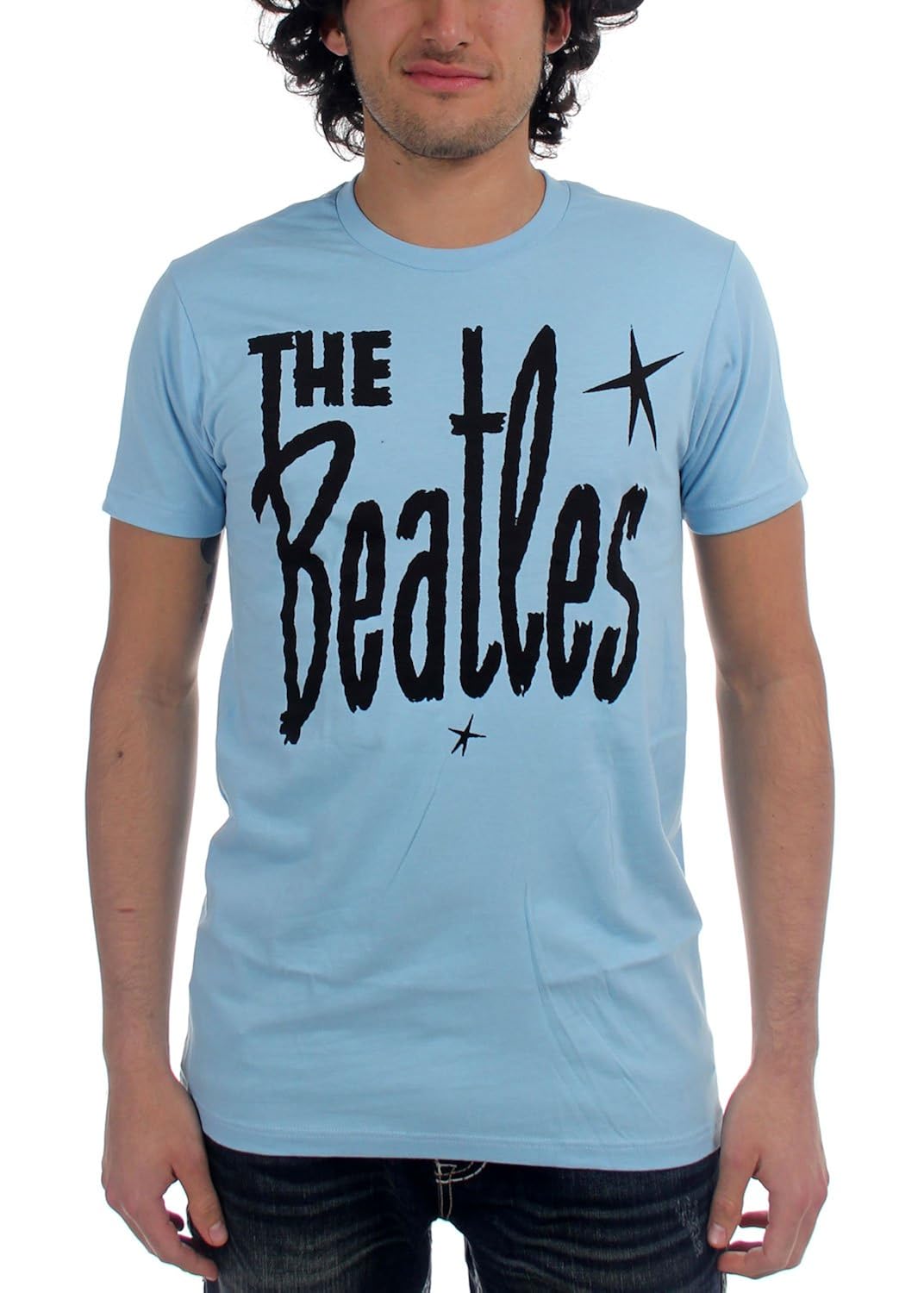 the beatles - mens retro star t-shirt, size: small, color: light