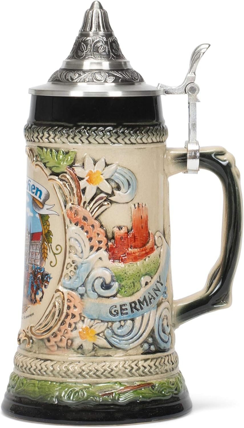 munchen 慕尼黑啤酒节花卉奶油 0.5 升陶瓷陶瓷陶瓷啤酒杯啤酒杯