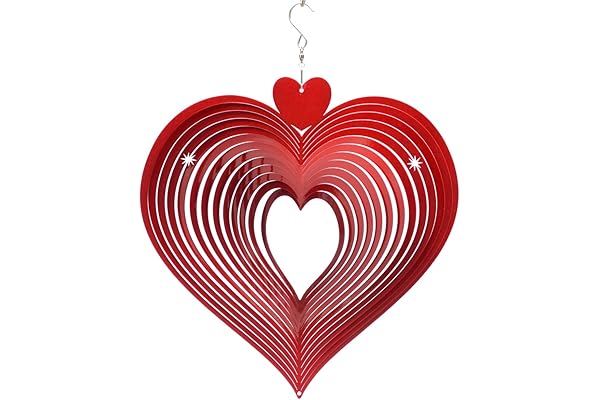 旋转艺术风铃心形,原创,6 英寸,红色 : 亚马逊中国: 家居