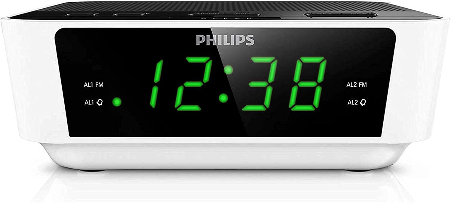 飞利浦 数字闹钟收音机卧室 am/fm收音机,led显示屏,轻松贪睡,*定时器
