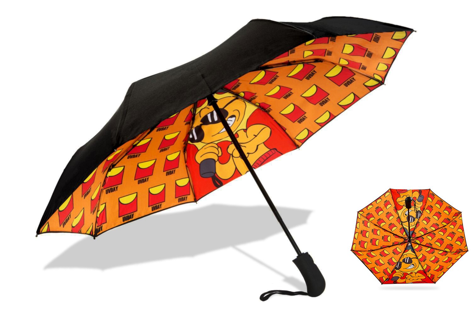 1960 年代流行设计卡通自动开合紧凑太阳伞男女儿童雨伞 upf45 (橙色)
