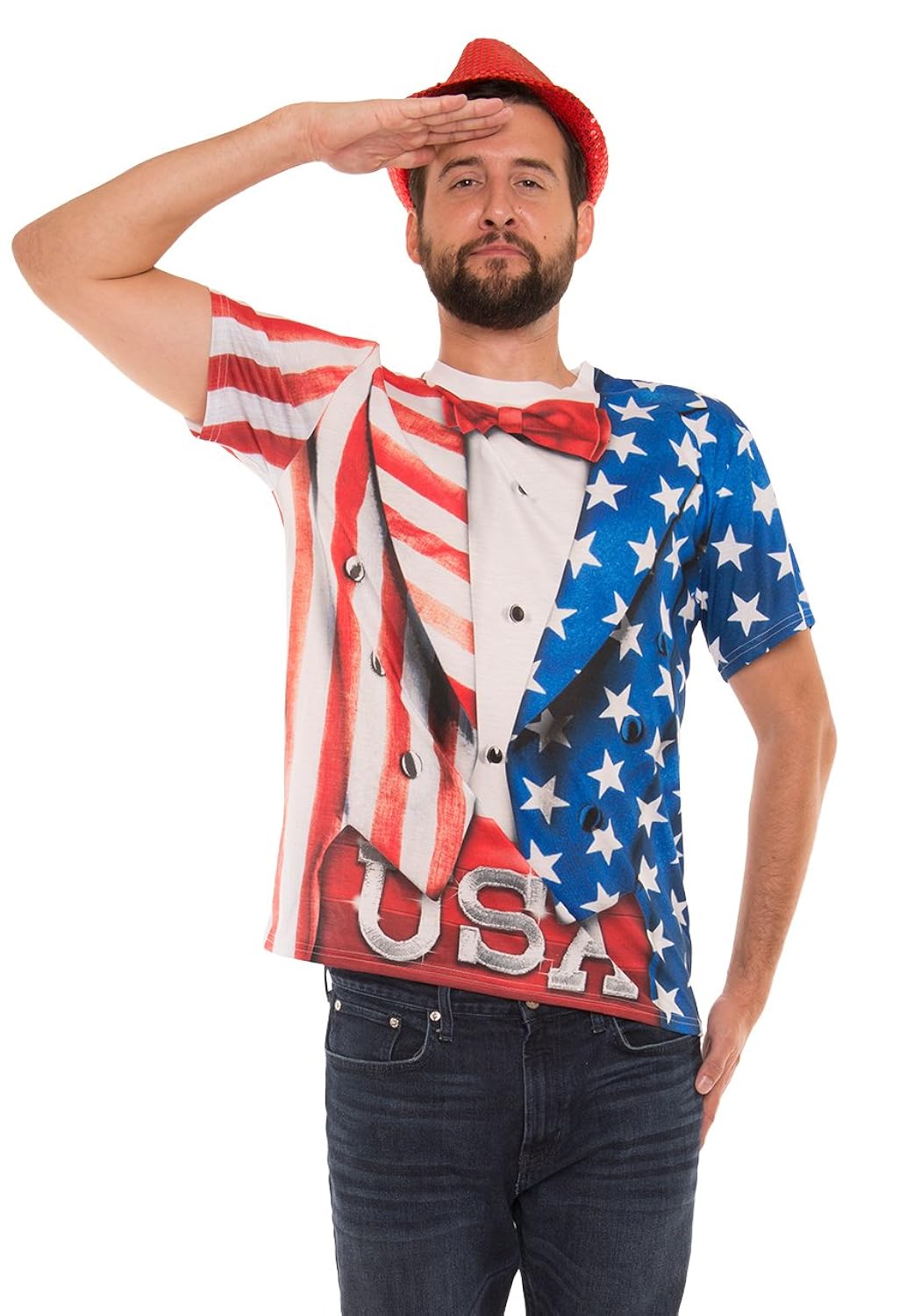 faux real 男式美国 tux 印花 t 恤【faux real】 服饰箱包 - 亚马逊