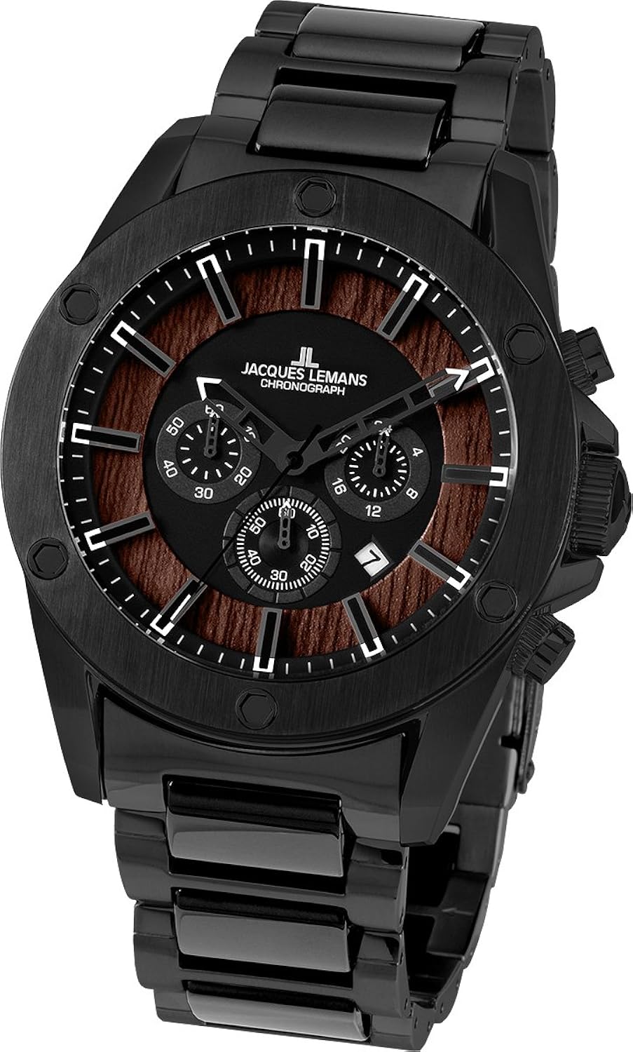 jacques lemans 利物浦木1 – 1690d 男式 chronograph 陶瓷手链手表