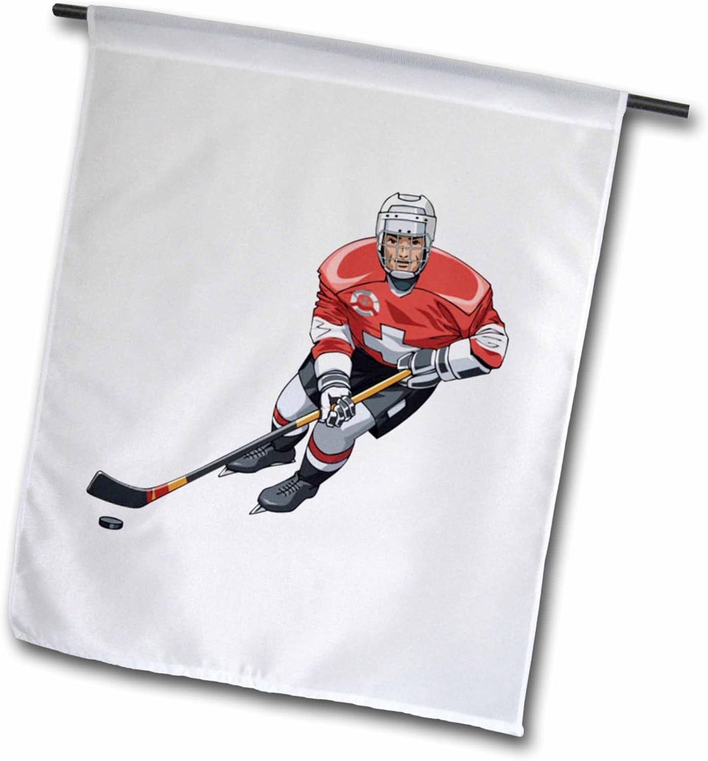 florene 运动 – hockey player with stick on white – 旗帜 白色