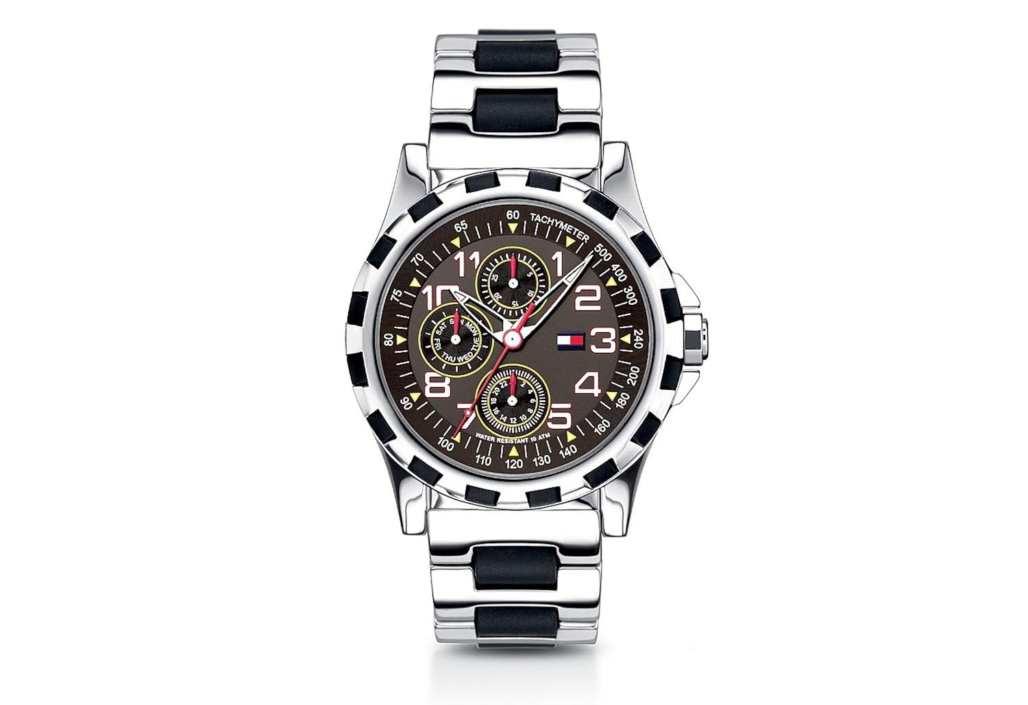 tommy hilfiger 男式1790564黑色橡胶编织手表