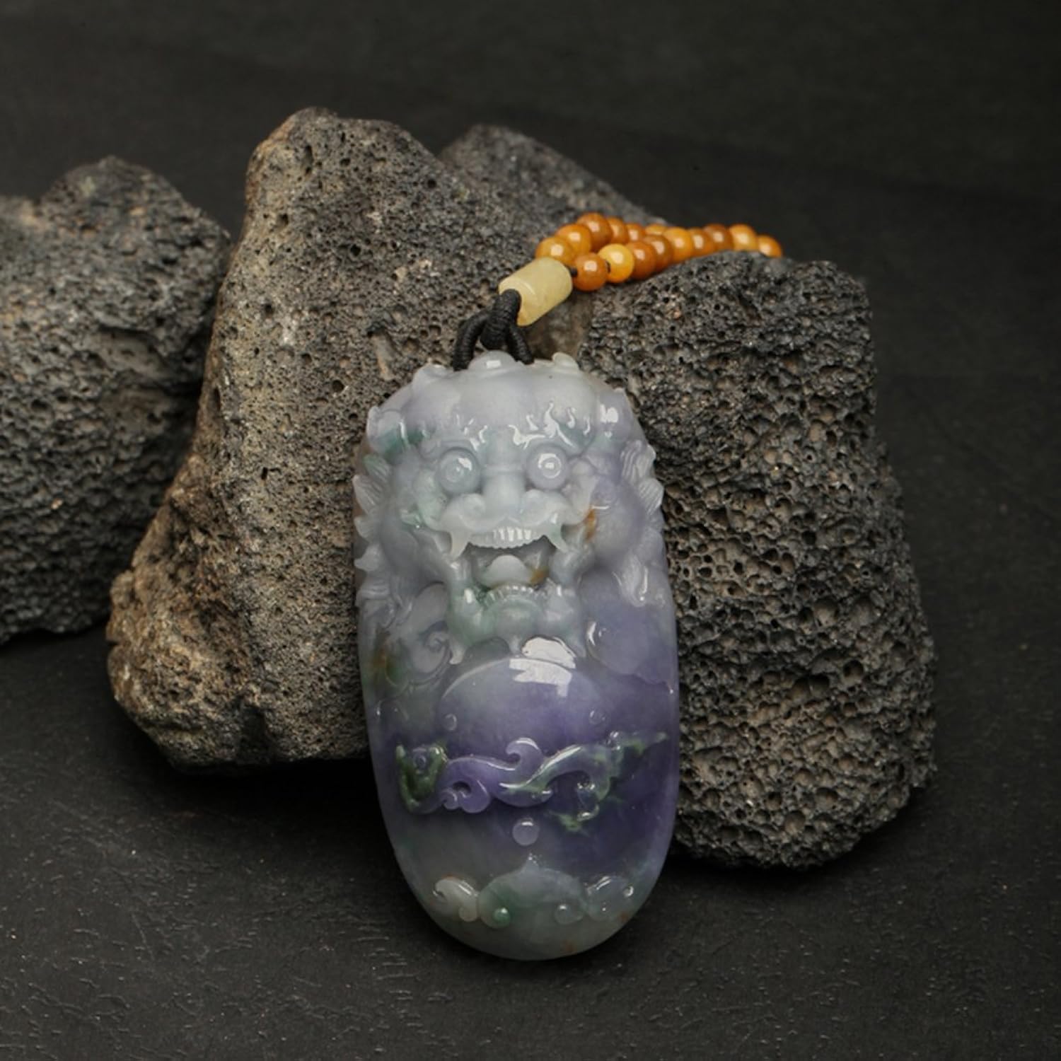 翡翠物语 天然a货翡翠 冰糯种紫色 翡翠挂件龙头 其它