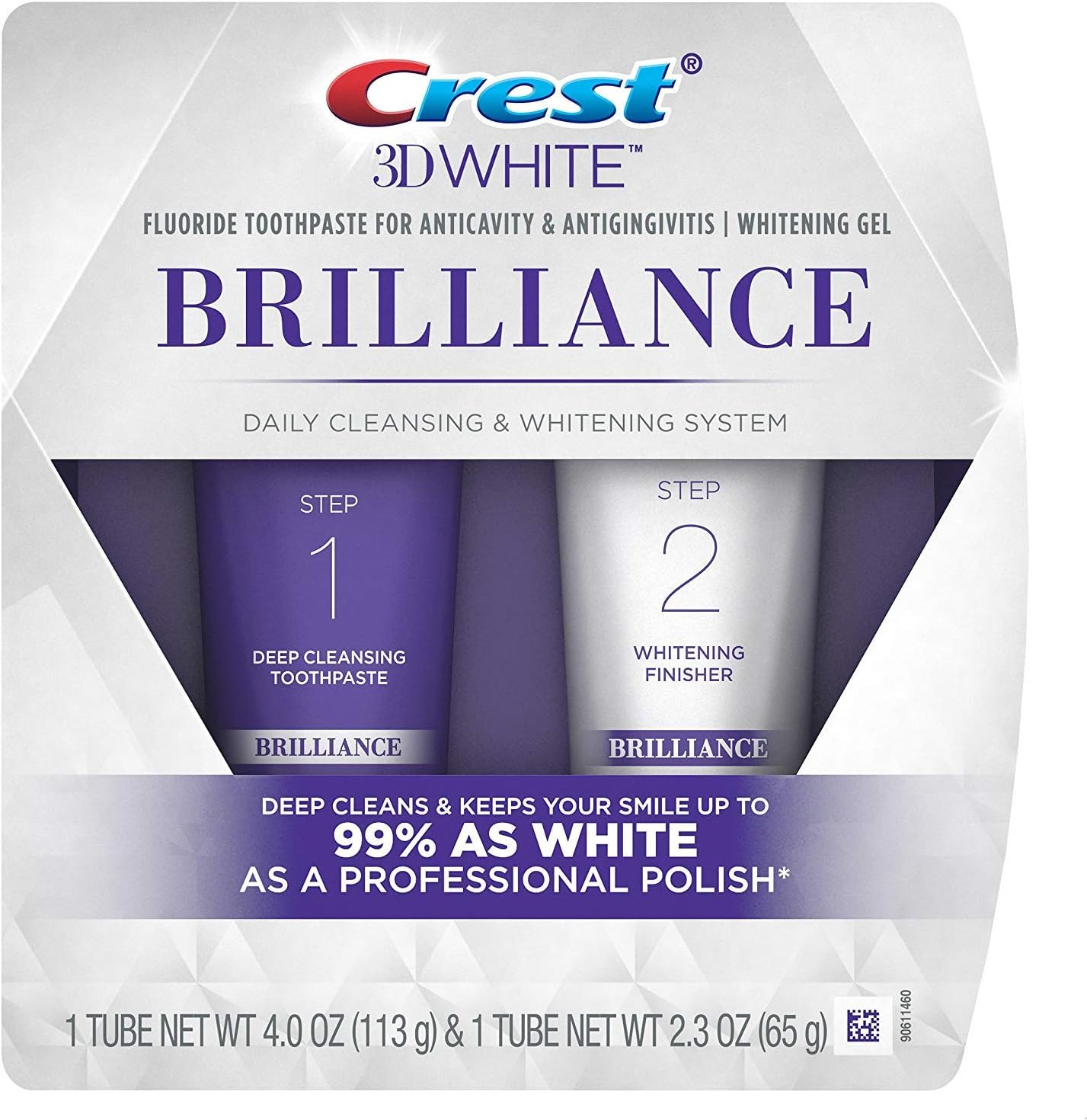 crest 佳洁士 3d white brilliance 牙膏*牙齿 深层洁面 日常 2 步骤