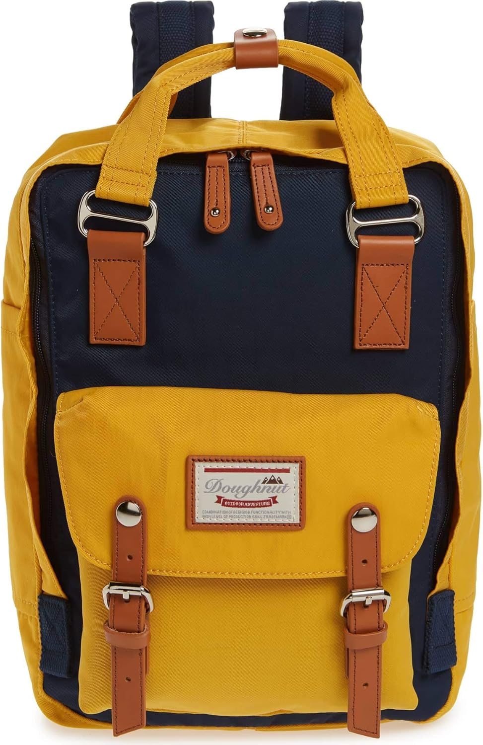 doughnut 甜甜圈 香港 马卡龙系列休闲学生双肩包 深蓝 芥黄色16.