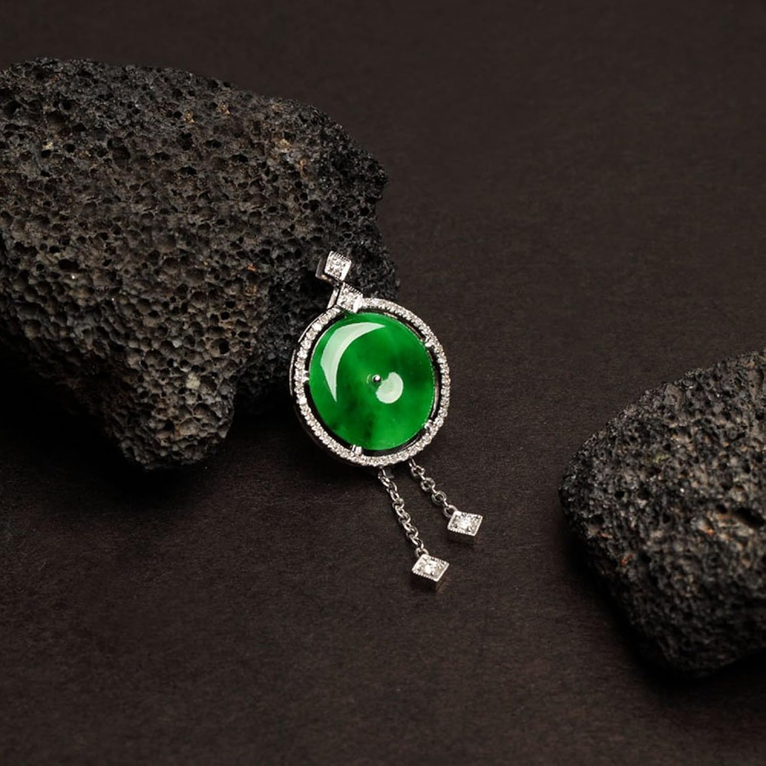 翡翠物语 天然a货翡翠 冰糯种翠色 18k金翡翠挂件平安扣吊坠